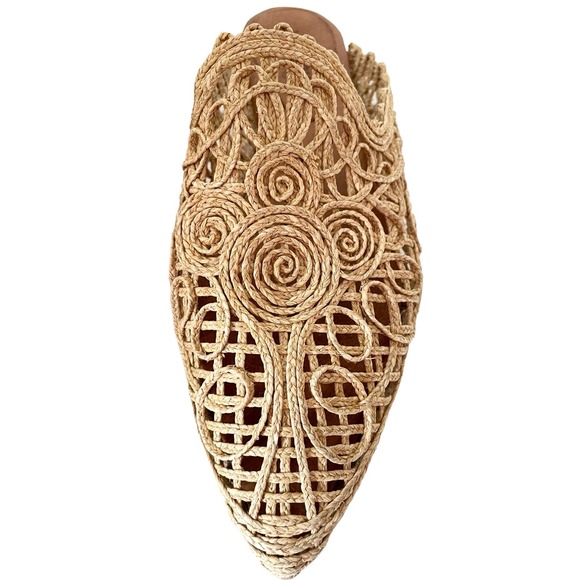 Sundance Veracruz Vintage Lace Mules Pointed Toe Raffia Artisans Dama Raffia - Picture 6 of 12